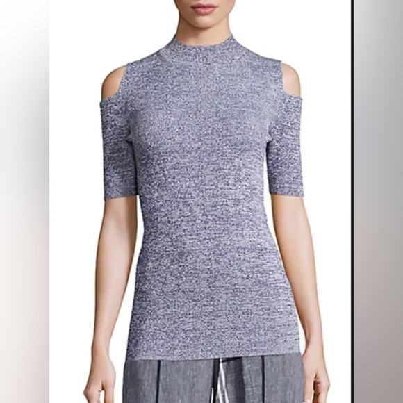 Sumo Cold Shoulder Melange top Lg Blue Saks Fifth Avenue - Picture 1 of 7